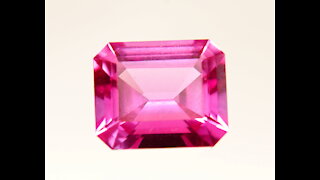 Floating Point Pink Sapphire Octagon Emerald Cut