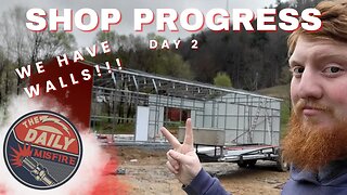 We have Walls!!! Day 2 Shop Building with Drone Footage!!!