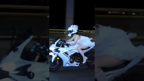 Hot Chinese Girl Jumps On A Motorcycle In Order To Get To Her Wedding Ontime