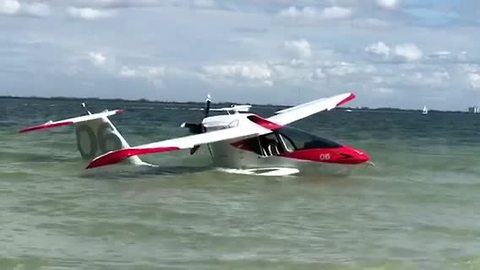 Raw video: Small plane in the water off Sanibel Island