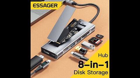 ANNUAL SALE!! Essager 8-in-1 USB Hub With Disk Storage Function USB Type-c to HDMI-Compatible