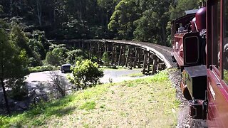 Puffing Billy Steam Train Ride Over Trestle Bridge