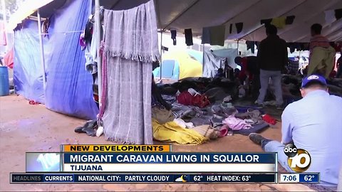 Migrant caravan living in squalor in Tijuana