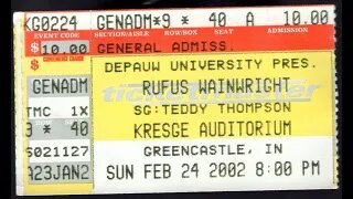February 24, 2002 - Rufus Wainwright at Indiana's DePauw University (Ticket Stub & Images)