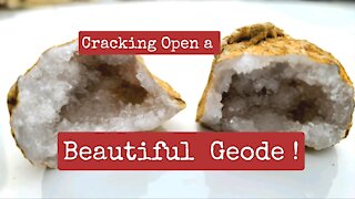 Young Girl Cracks Open a Beautiful Geode