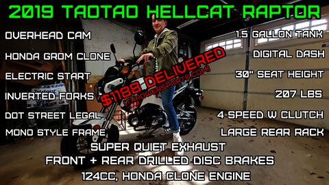 (E1) 2019 TaoTao Hell Cat Raptor 125cc (Grom clone) Assembly test review