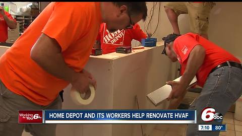 Home Depot workers give Hoosier Veterans Assistance Foundation building makeover