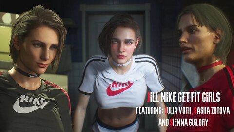 Jill's face models Sasha Zotova, Julia Voth and Sienna Guilory Nike Get fit mod