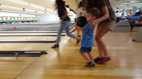 "Cute Toddler LOVES Bowling"