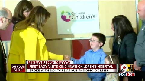 First lady learns about youngest opioid victims