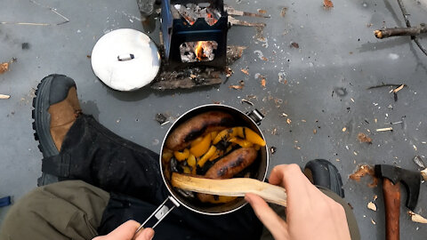 Hike and cook in Alaska with my dog. I forgot my ice cleats!