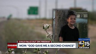 Family of child who fell out of moving vehicle on freeway speaks
