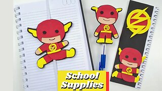 DIY - How to make Flash-themed school supplies - Bookmark, pencil topper, and ruler