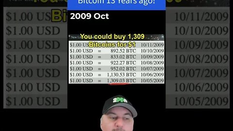 1,309 Bitcoins for $1 😮 13 years ago TODAY, OCt 5th 2009!