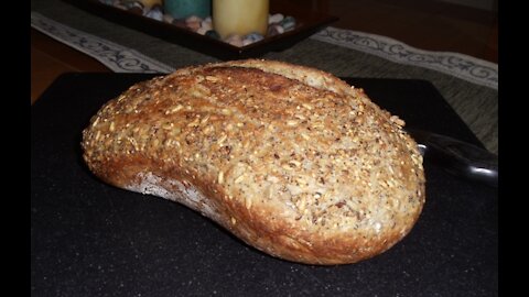 No-Knead Harvest 8 Grain Wheat Bread (Easy... No Mixer... No Yeast Proofing)