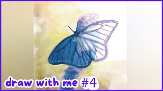 🎨🦋 sky blue butterfly with lavender flower - draw with me #4