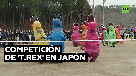 Ciudad japonesa organiza carrera multitudinaria de tiranosaurios