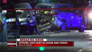Milwaukee police officer, children injured in chase and crash