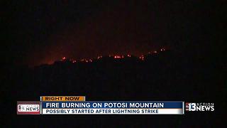 Fire burning on Potosi Mountain
