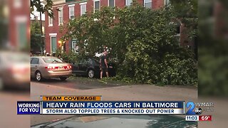 Heavy rains flood cars in Baltimore