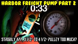 PT2 3hp Harbor Freight compressor head on Sears, test RPM tachometer with your phone, 4 1/2” pulley