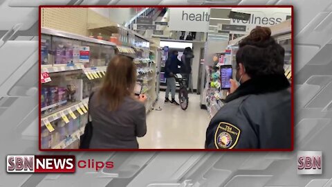 Masked Thug Fills Garbage Bag As Walgreen's Security Sits and Watches - 1983