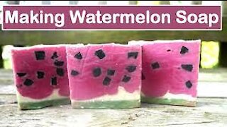 Making Watermelon Slices 🍉 Cold Process Soap | Thermal Mermaid