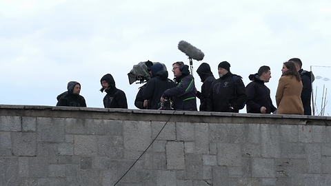 Film Crew At The Famous Ljubljana Castle In Slovenia
