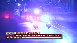 President Trump's motorcade arrives in downtown Milwaukee