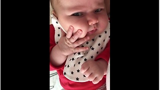 Bubbly Baby Fascinated By Her Own Chipmunk Cheeks