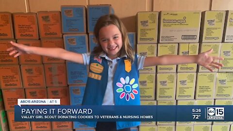 Valley Girl Scout donates cookies to veterans and hospitals
