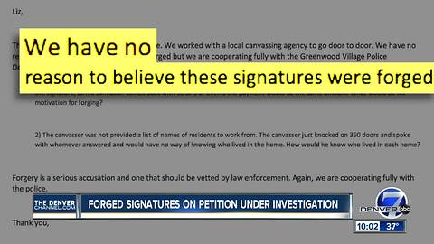 Company denies claims of forged signatures on petition but is cooperating with police