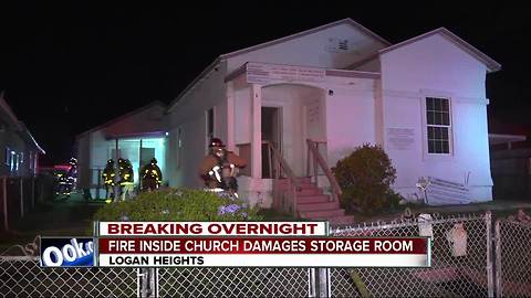 Logan Heights church suffers damage after fire in storage room