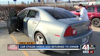 Car stolen weeks ago returned to owner