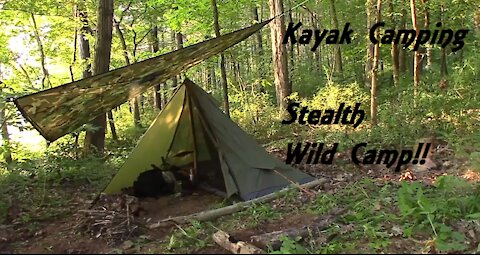 Solo Stealth Kayak Camp! Tipi Tent, Rain the AM, Growling in the Dark!!!