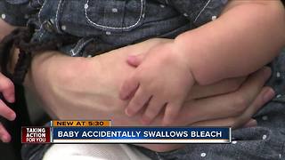 Baby poisoned from swallowing bleach is lucky to be alive