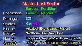 Destiny 2 Master Lost Sector: Perdition 12-23-21