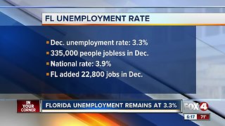 Unemployment rate remains the same for Florida