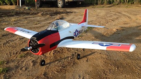 Parkzone T-28 Trojan Parkflyer RC Plane Taking Off and Landing in Berry Fields