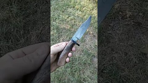 Small Damascus Bowie made from scraps