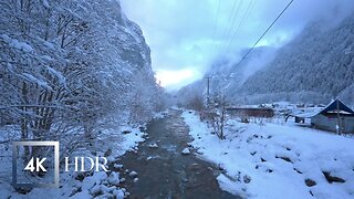 Lauterbrunnen 🇨🇭❄️ Snowy Winter Ambience, Weisse Lutschine River to Stechelberg Switzerland HDR