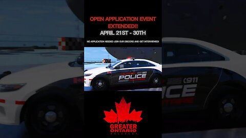 Greater Ontario Roleplay Open Application Event! Join Canada's best #gta5rp #fivem Servers Today!