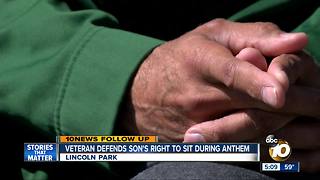 Veteran defends son's right to sit during national anthem