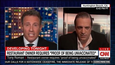 Pro Freedom Restaurant Owner And Chris Cuomo Fight Over Masks, Vaccines