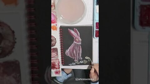 Painting the Garnet Rabbit in Gouache #shorts #shortsfeed