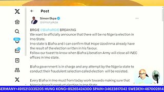 BREAKING: BRGIE PM Simon Ekpa Confirmed There Will Be No Election In Biafra Land