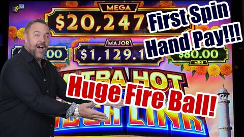 First Spin HAND PAY! HUGE Fire Ball! Ultra Hot Mega Link! Max Bet Jackpot!