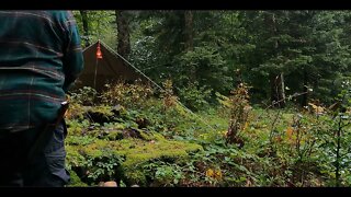 Camping alone in heavy rain and thunder -13