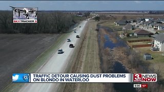 Traffic detour causing dust problems on Blondo in Waterloo
