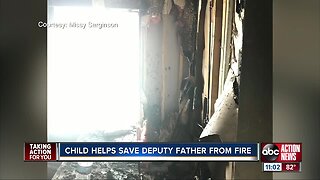 Child helps save father from fire